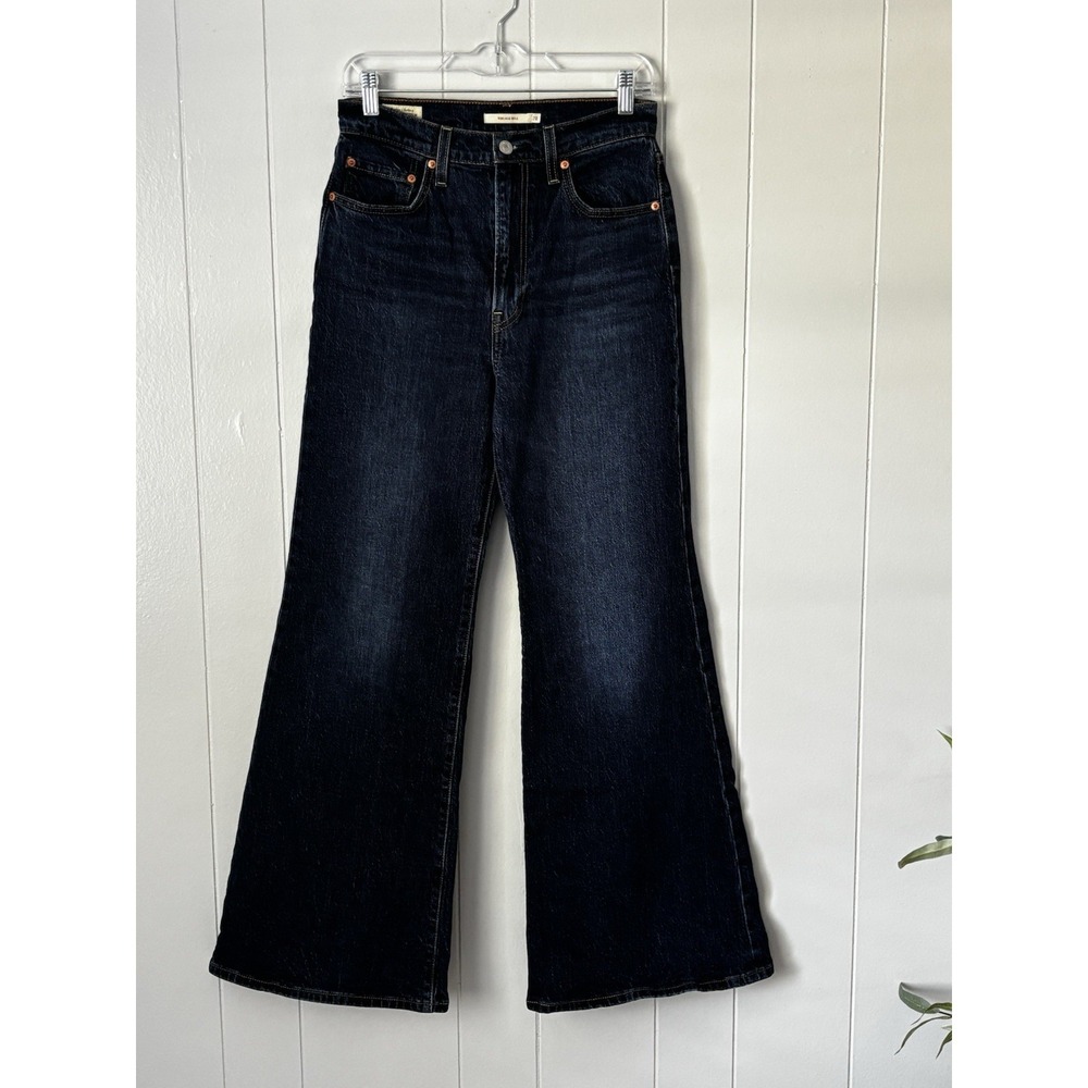 Levi's Ribcage Bell Jeans Women 28 Dark Wash High Rise Flare Bell Bottom 0337